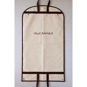 Canali Cream Garment Bag with Brown Trim